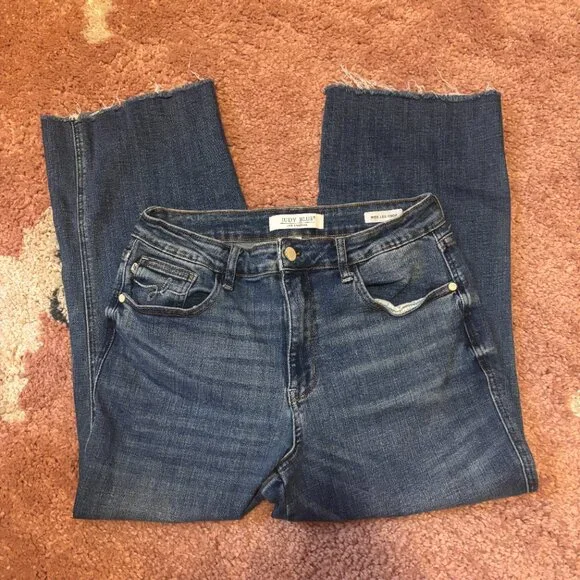 Judy Blue Jeans Womens Size 11/30 Blue Denim Wide Leg Crop Style JB88612 - Picture 4 of 7